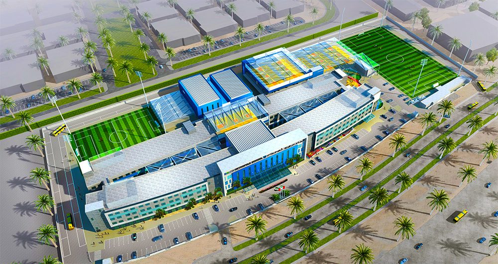 Das Architekten-Rendering der neuen GEMS Vertus School wurde im September 2018 in Dubai eröffnet