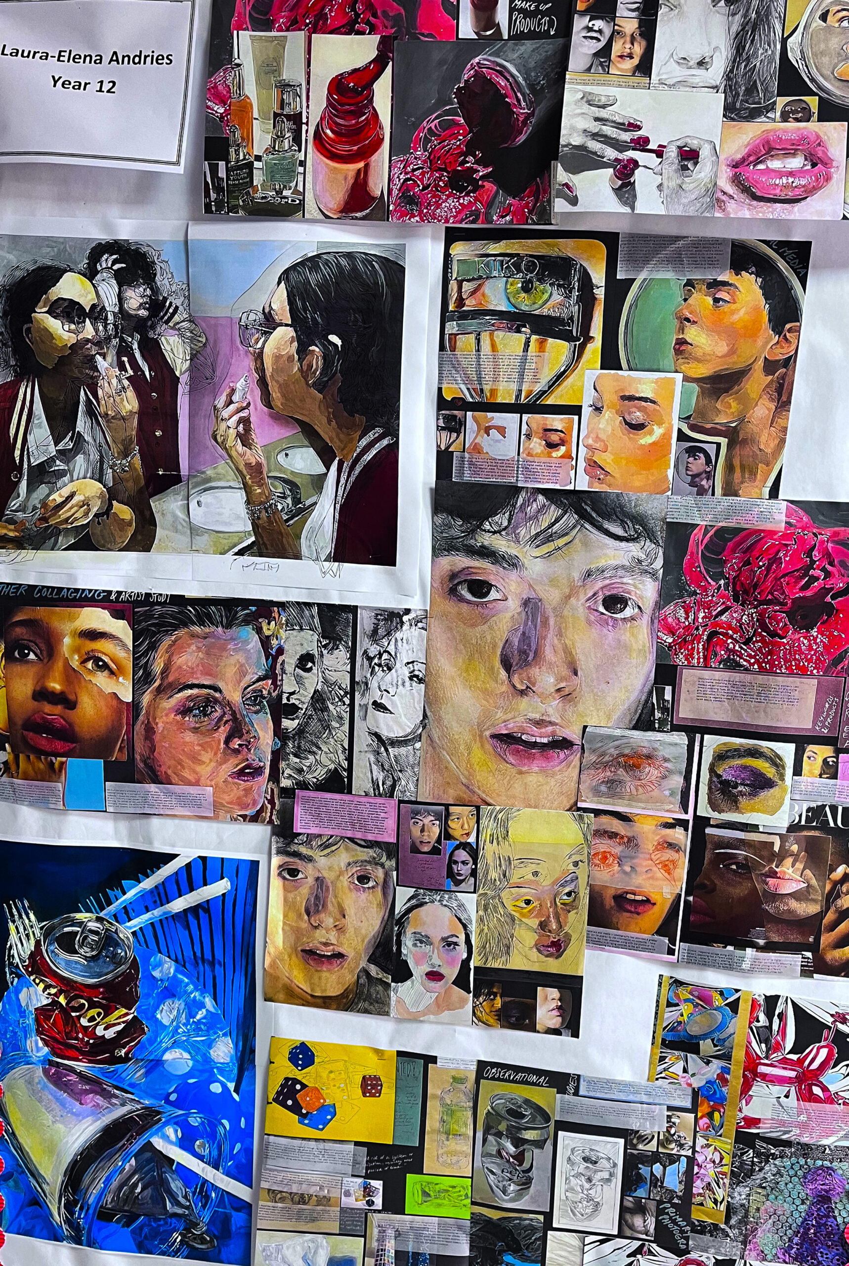 Eine Ausstellung von A-Level-Kunstwerken eines Oberstufenschülers der Raffles International School in Dubai