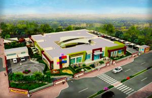 Luftaufnahme der eigens dafür errichteten Schulgebäude des Future International Nursery in Dubai