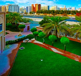 Photograph highlighting the view from Capital School over the Dubai skyline.
