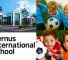 Image showing the main school buildings at Vernus International School in Dubai and young students engaged in sport