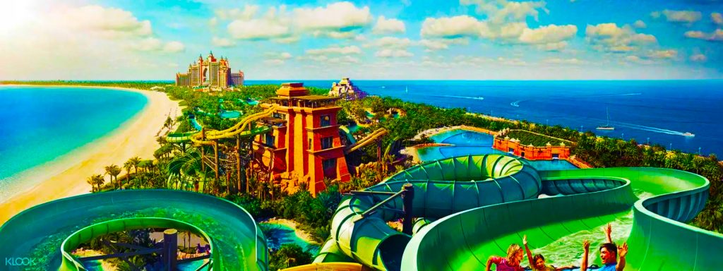 Illustration of Atlantis Aquaventure at Atlantis The Palm in Dubai - a favourite for children during the Summer holidays