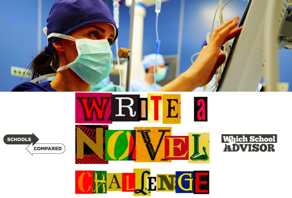 Chapter 49 Write a Novel Challenge showing a nurse registering a flat-lining EKG
