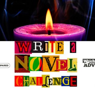 Write a Novel Challenge illustration of a candle flickering and its impact on memories and nagging thoughts