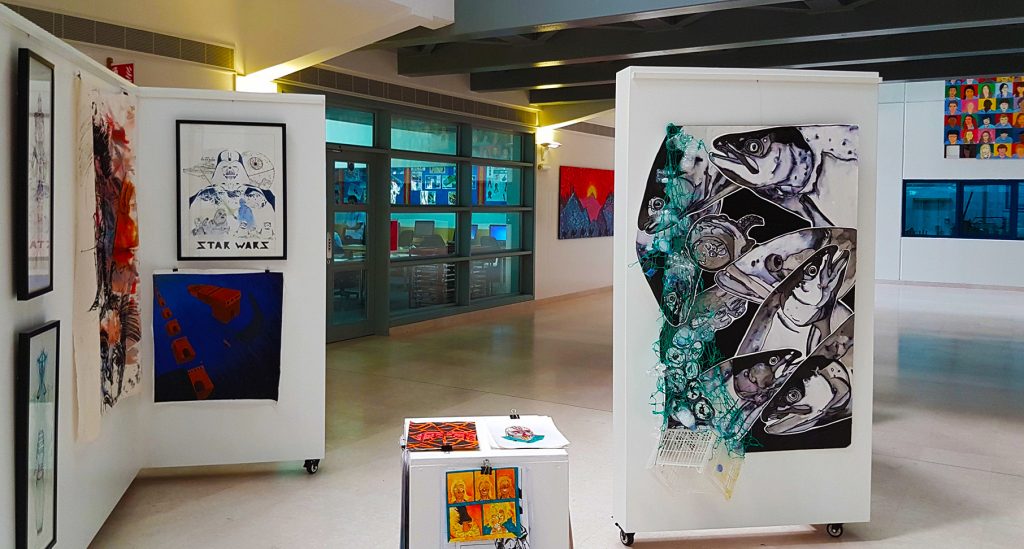 Displays of student's work in the Faculty of Art at the British School Al Khubairat