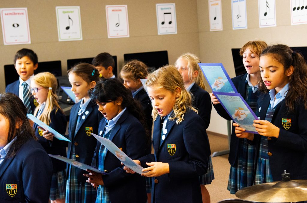Younger students at Cranleigh School Abu Dhabi engaging with a love of Music through Choir