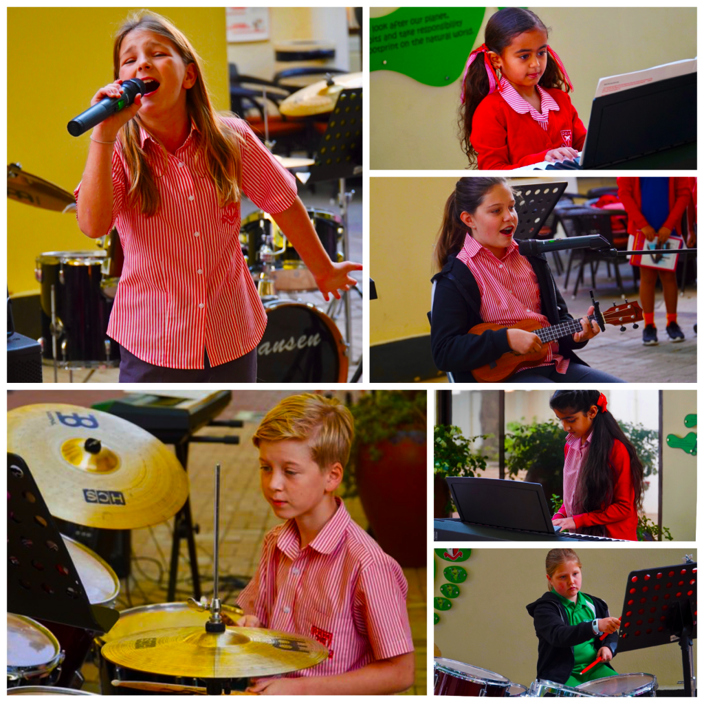 Klassische Gitarre, Schlagzeug, Keyboards, Klavier und Gesang sind ein wesentlicher Bestandteil des allgemeinen Kunstlehrplans der Dubai English Speaking School DESS in Dubai