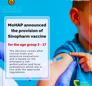 Ministry of Health Confirms Safety of Sinopharm vaccine for Covid 19 is safe for children age 3 to 17 years old