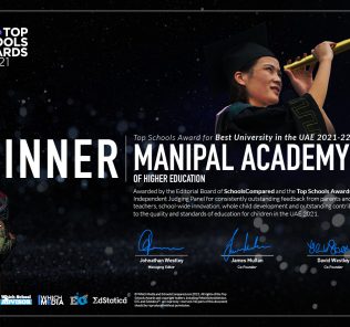 Manipal Academy of Higher education Dubai wins SchoolsCompared.com Top Schools Award for Best University in the UAE 2020-21