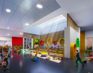 An architects render of the new Al Yasmina Academy School and campus focus on the needs of younger children.