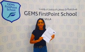 Photograph of Srija Suragouni_GEMS First Point School on GCSE Results Day 2022