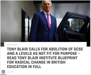يعتقد توني بلير أنه يجب علينا إلغاء امتحانات GCSE و A Level - ولكن ما رأيك ؟. السؤال الكبير في يوم نتائج GCSE كتقرير جديد نشره TBI