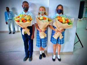 Flower presentations at the official opening of Durham School Dubai