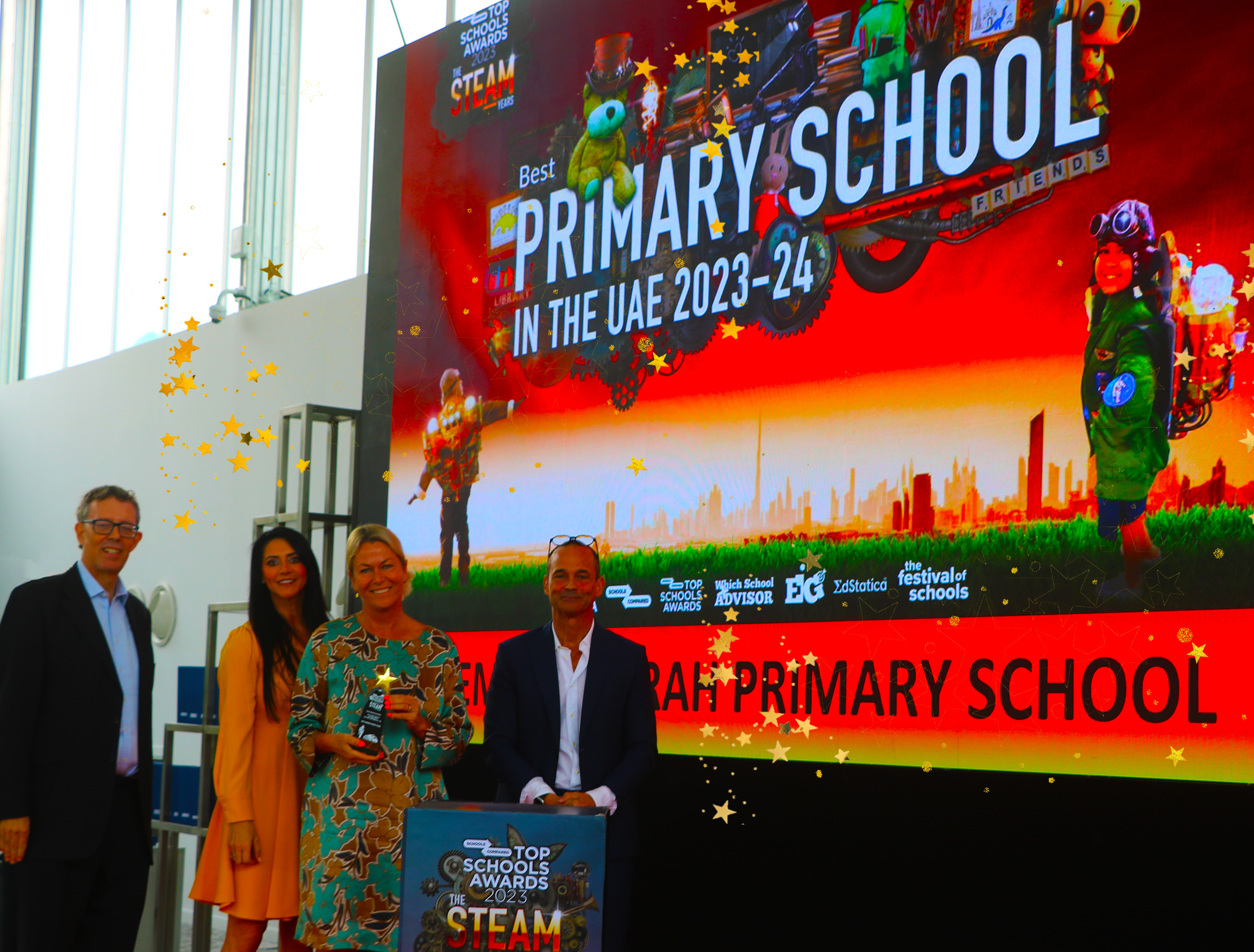 Die GEMS Jumeirah Primary School wurde mit dem Top Schools Award als beste Grundschule in den Vereinigten Arabischen Emiraten 2024 ausgezeichnet. Der Preis wurde an Frau Rachel Higgins, Schulleiterin und CEO, überreicht.